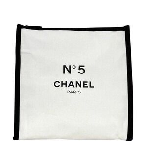 Chanel Pouch White Beaute Cotton Used Chanel